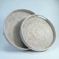 Round Rattan Tray for Table Storage and Serving