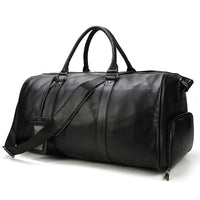 Cross-border European and American Crazy Horse Leather Travel Bag for Men, Genuine Leather Handbag, Shoulder and Crossbody Bag with Shoe Compartment, 