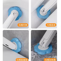 Disposable Toilet Brush with Foam Cleaning Heads
