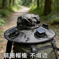 Solar Fan Hat for Men Summer Outdoor Fishing Sun Protection Bucket Hat