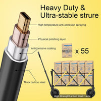 Foldable Metal Camping Cart with Table Top and Push Rod