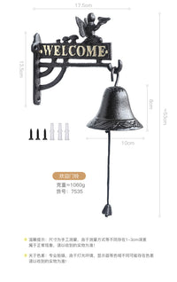 WYMW Vintage Iron Fairy Angel Hand Bell Wall Decoration for Garden and School