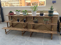 Carbonized Anti-Corrosion Wooden 3-Tier Ladder Plant Stand for Balcony