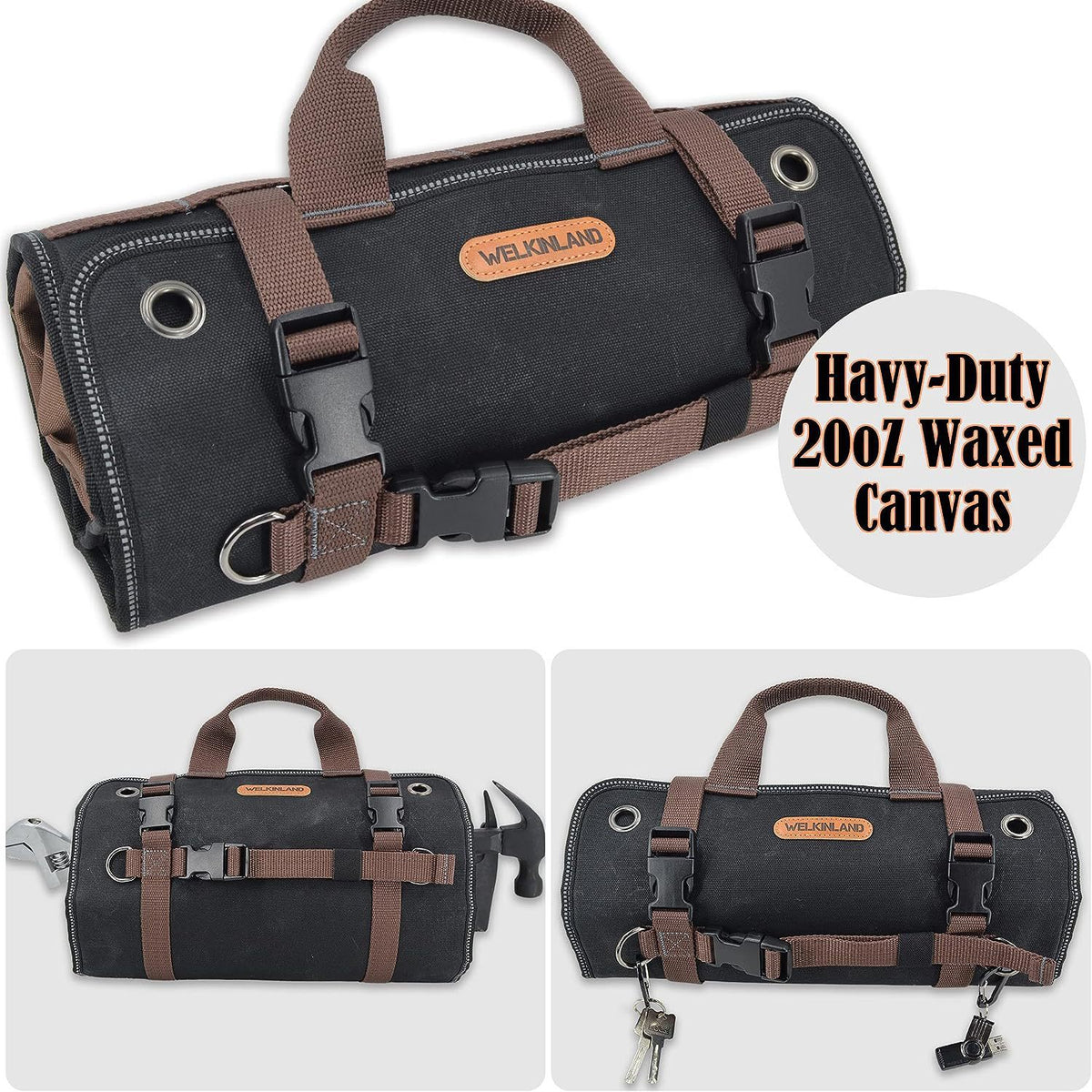 Cross-Border Electrician Tool Roll-Up Bag, Multi-Functional Canvas Hardware Storage, Oxford Cloth