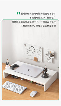 Modern White Desktop Riser with 3 Shelves for Electronics
