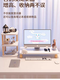Baipu Wooden Desktop Monitor Stand for Laptops, White Three-Tier, 1.3kg