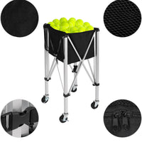 Portable Folding Aluminum Tennis Basketball Cart Movable Large Capacity Soccer Cart Storage Ball Pickup Basket Cart