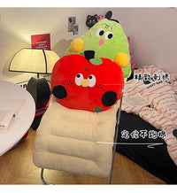 Cartoon Apple-Shaped Plush Floor Cushion with Backrest