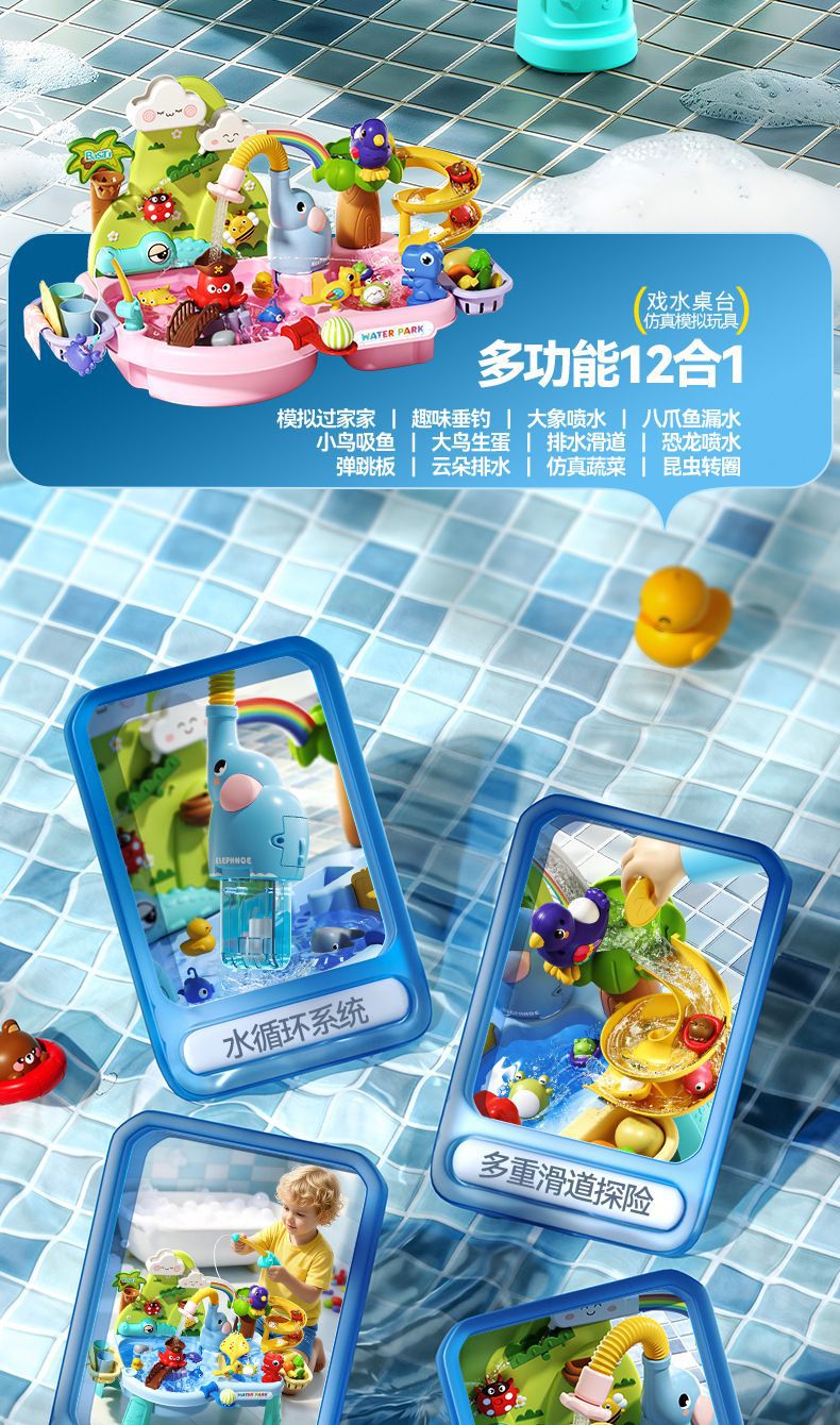 Electric Circulating Water Toy Dishwasher Playset for Kids, Simulation Kitchen Toy