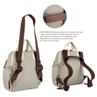 Striped Multi-functional Mommy Bag with Changing Pad and Insulated Bottle Pockets