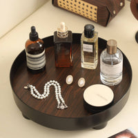 Wood Grain Decorative Tray Multi-Functional Tabletop Catchall Tray Minimalist Design Desktop Sundries Organizer for Entryway