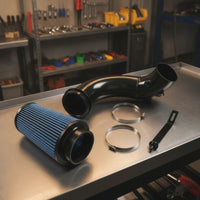 Air Intake Kit with Mounting Bracket Curved Air Intake Kit with Pipe Car Part Pleated No Modification for Truck Enthusiasts