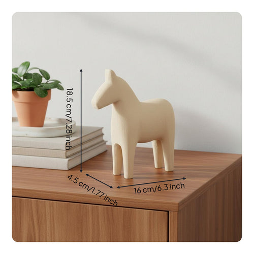Wooden Horse Statue Soft Hues Nordic Style Wooden Foal Great Gift Small Horse Ornament for Living Room, Entryway, Office