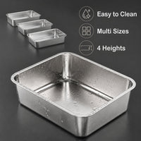 Stainless Steel Large Cat Litter Box with Lid, Rectangular, Splash-Proof