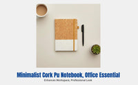 Cork Pattern PU Notebook, Eco-Friendly Elastic Band, Business Office, A5 Size, Soft Leather Cover