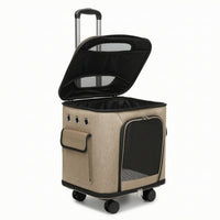 Rolling Pet Carrier Foldable Pet Carrier with Wheels Wheeled Collapsible for Cats, Travel, Vet Visits
