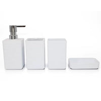 Minimalist Bathroom Toiletry Set of 4 with Lotion Pump, Cup, Soap Dish, Toothbrush Holder, Towel