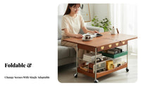 2-Tier Rolling Side Table Foldable Design 2-Tier Folding Trolley With Casters Multi-Functional for Apartment Dwellers