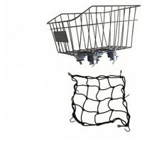 Quick-Release Bike Basket Rounded Rim Rear Bike Basket Black for Shopping Rides