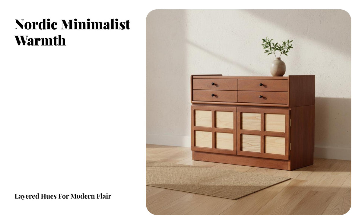 Sideboard Buffet Cabinet Solid Wood Wooden Buffet Cabinet Spacious Countertop Mid-Period Modern Console for Homeowners, Dining Room, Bedroom, Kitchen