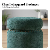 Round Pouf Vintage Design Round Floral Pouf Comfortably Padded for Vanity