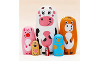 Cartoon Cow Nesting Doll Cute Nesting Doll with Cow Motif Glossy Wooden Animal Figurines Stackable for Children, Collectors, Nursery Decor, Desk Decoration, Playroom