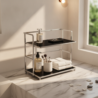 Tabletop Storage Rack Compact Desktop Organizer Portable 2-Tier Tabletop Trolley for Desk