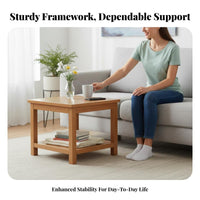 dual-level Square Table unadorned design 2-Tier Square Side Table Space-Saving