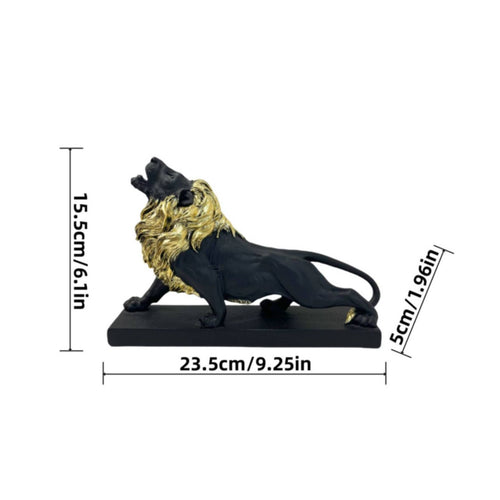 Resin Lion Ornament Business Gift Golden Lion Statue Creative Design for Office