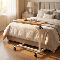 Bedside Table with Wheels Hospital Bed Firm Table for Home Care