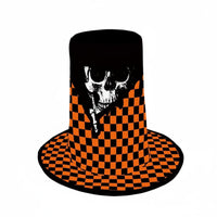 Halloween Top Hat 3D Digital Print Checkered Top Hat Stage Performance Dressing up Accessory for Costume Party