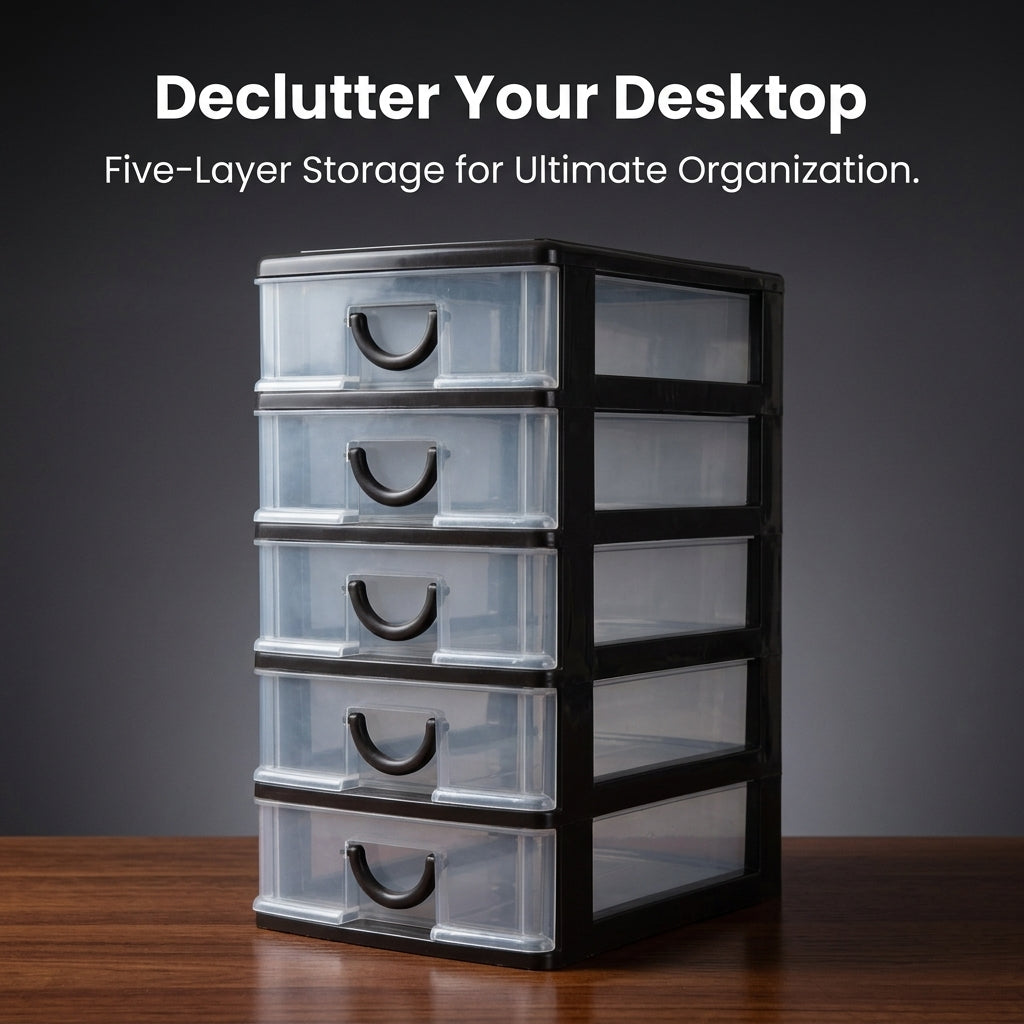 5 Layer Drawer Storage Boxes for Shelves, Desktop Organizer for Office and Students, Multi for Desk and Home