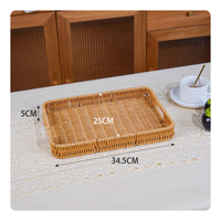 Woven Plastic Tray Long-Lasting Rattan-Style Tray Decorative