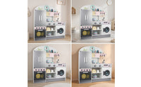 Wooden Play Kitchen Interactive Play Kitchen with Refrigerator   for Kids, Young Children, Playroom, Bedroom, Daycare