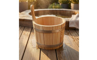 Sauna Pail and Ladle Set Metal Bands Wooden Sauna Pail uncoveredTop