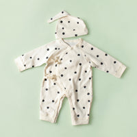 Side Tie Infant Jumpsuit Convenient Closures Long Sleeve Newborn Outfit