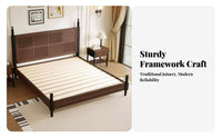 French Retro Design Vintage Cane Panel Bed High-End Feel Bedroom Furniture Carved elements Bedstead for two people, Homeowners, Adults, Guest Room, Villa, Home