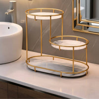 3-Tier Cosmetic Organizer Large Capacity Washroom Counter Organizer 3 Tier Washroom Shelf for Bedroom
