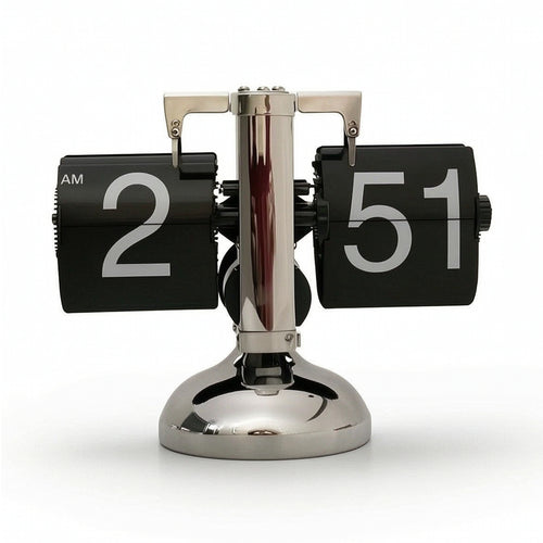 Automatic Flip Clock High End Flip Clock with Metal Base Classic for Collectors, Bookshelf