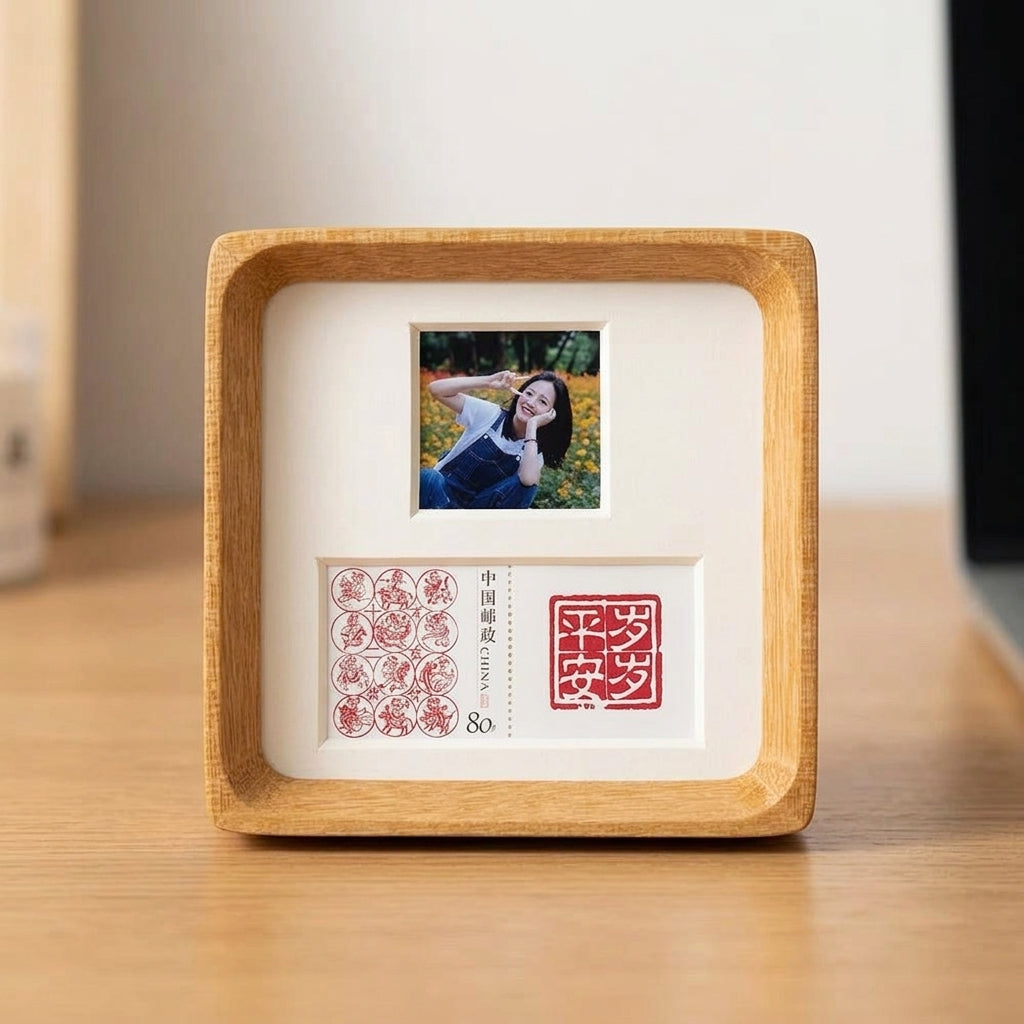 Picture frame 10x10, solid wood picture frame 12x12 cm, real wood square tabletop stand, for family photos & wedding photos