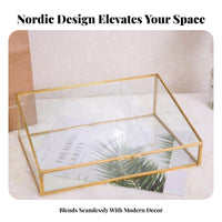 Trapezoid Glass Display Case Gilded Finish Frame Lidded Glass Case Clear View