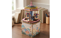 Wooden Puzzle musical box Layered DIY Wooden Puzzle Ornament Compact Mechanical Model Kit for