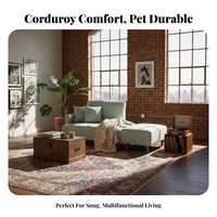 Retro Design Corduroy Loveseat Nordic Aesthetic Corduroy Settee space-saving Size Upholstered Couch Comfy Upholstery for Apartment Dwellers, Small Families, pairs, Living Room, Bedroom, Lounge Area