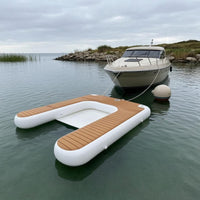 Partial-boarder  Dock Deck Wood-Grain Inflatable Dock Deck Grooved Air-Filled Water Raft Floation