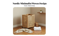 Wheeled Rattandesign Hamper Breathable Laundry Accessory Multifunctional