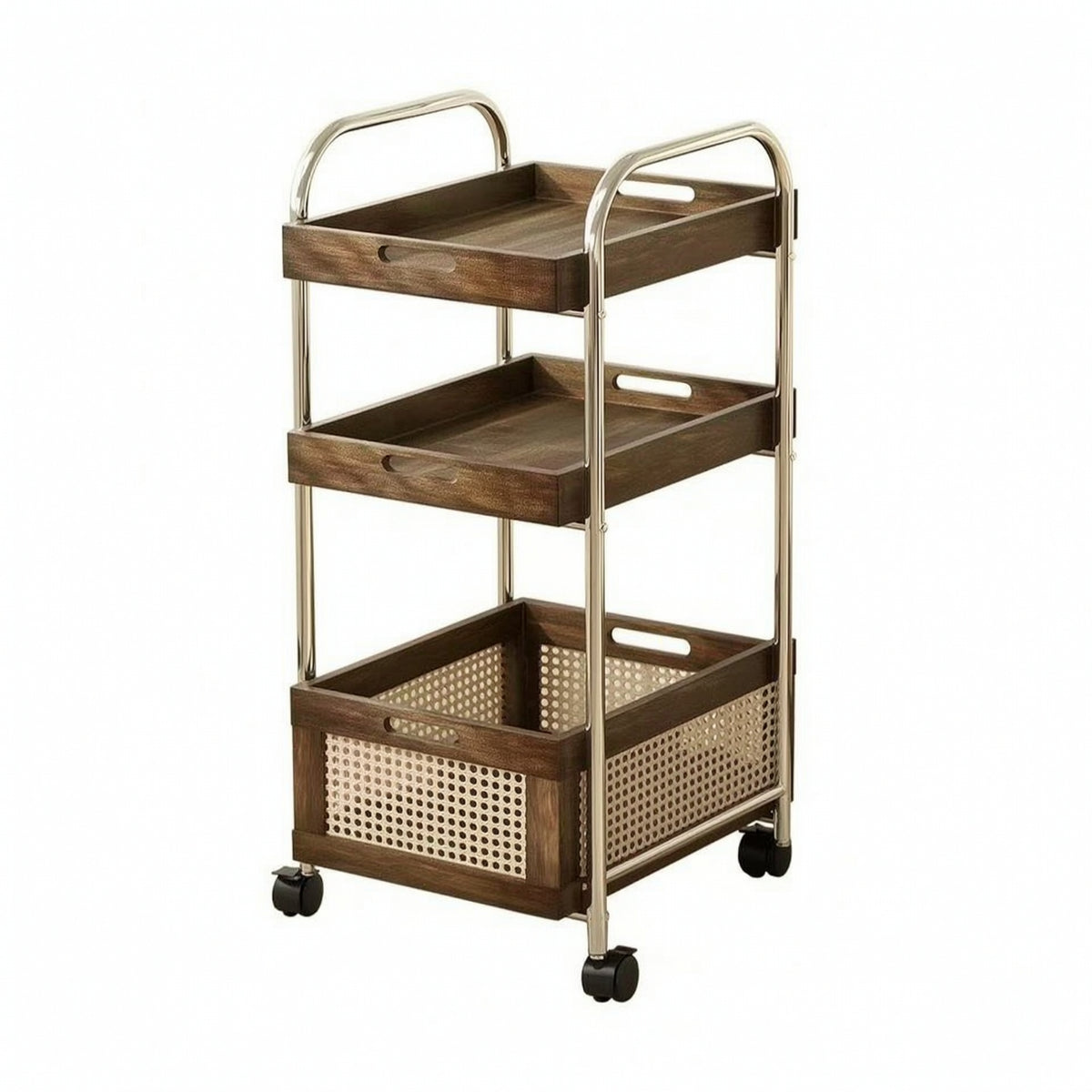 3-Tier Rolling Cart Mobile Furniture Freestanding for Living Room