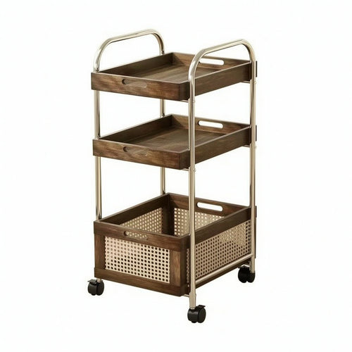 3-Tier Rolling Cart Mobile Furniture Freestanding for Living Room