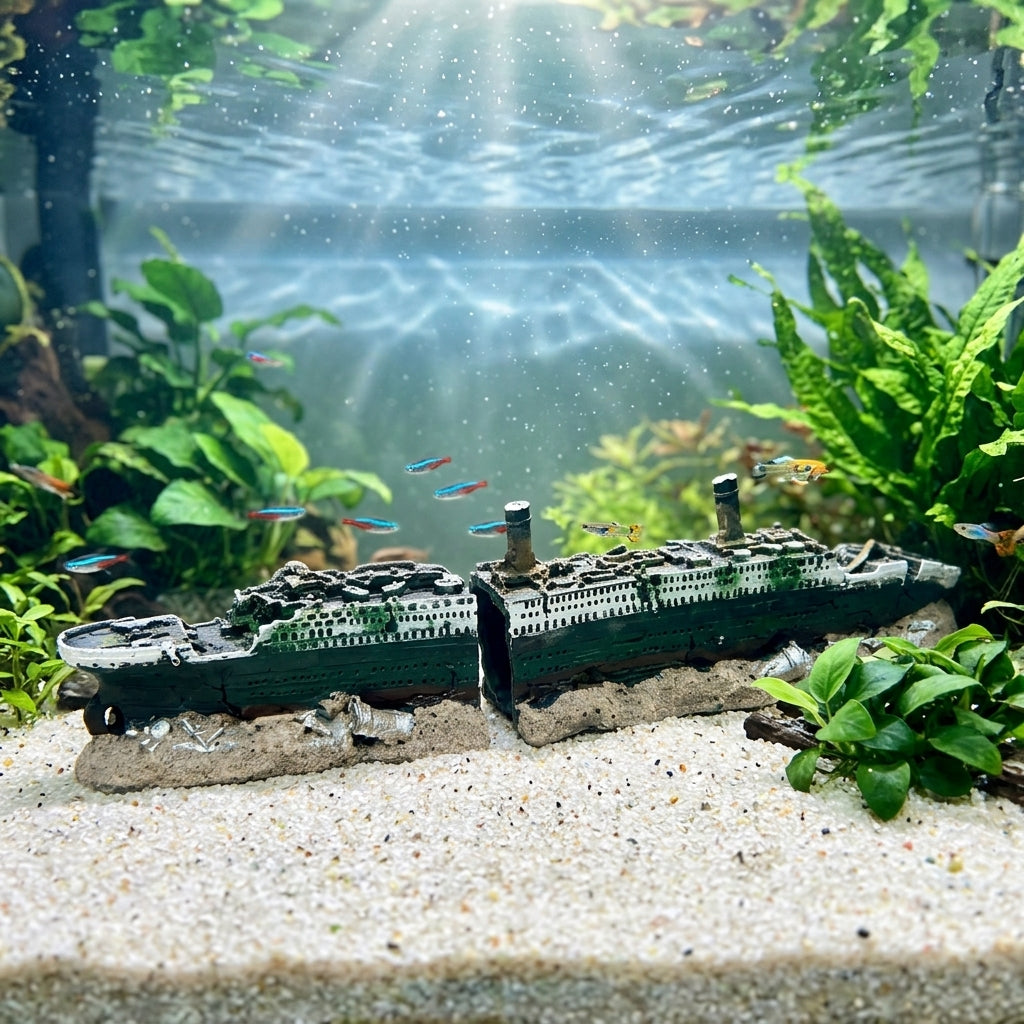 Textured Aquarium Cave Decorations, Distressed Green Fish Ornaments, Resin for Freshwater and Saltwater Environments