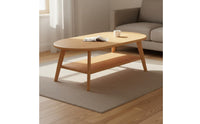 Double Layer Coffee Table Smooth Rounded Edge Wood Coffee Table Easy to Clean Home Furniture for Living Room