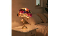 Decorative Rose Lamp Multicolor Floral Table Lamp Gold-Tone Corded for Bedroom, Living Room, Wedding
